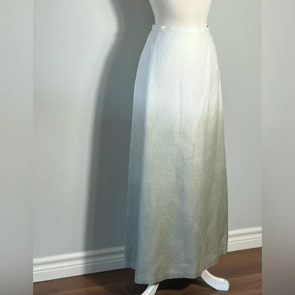 Lafayette 148 New York 100% Linen Ombré Maxi Skirt Size 4 cream, grey - Picture 1 of 5